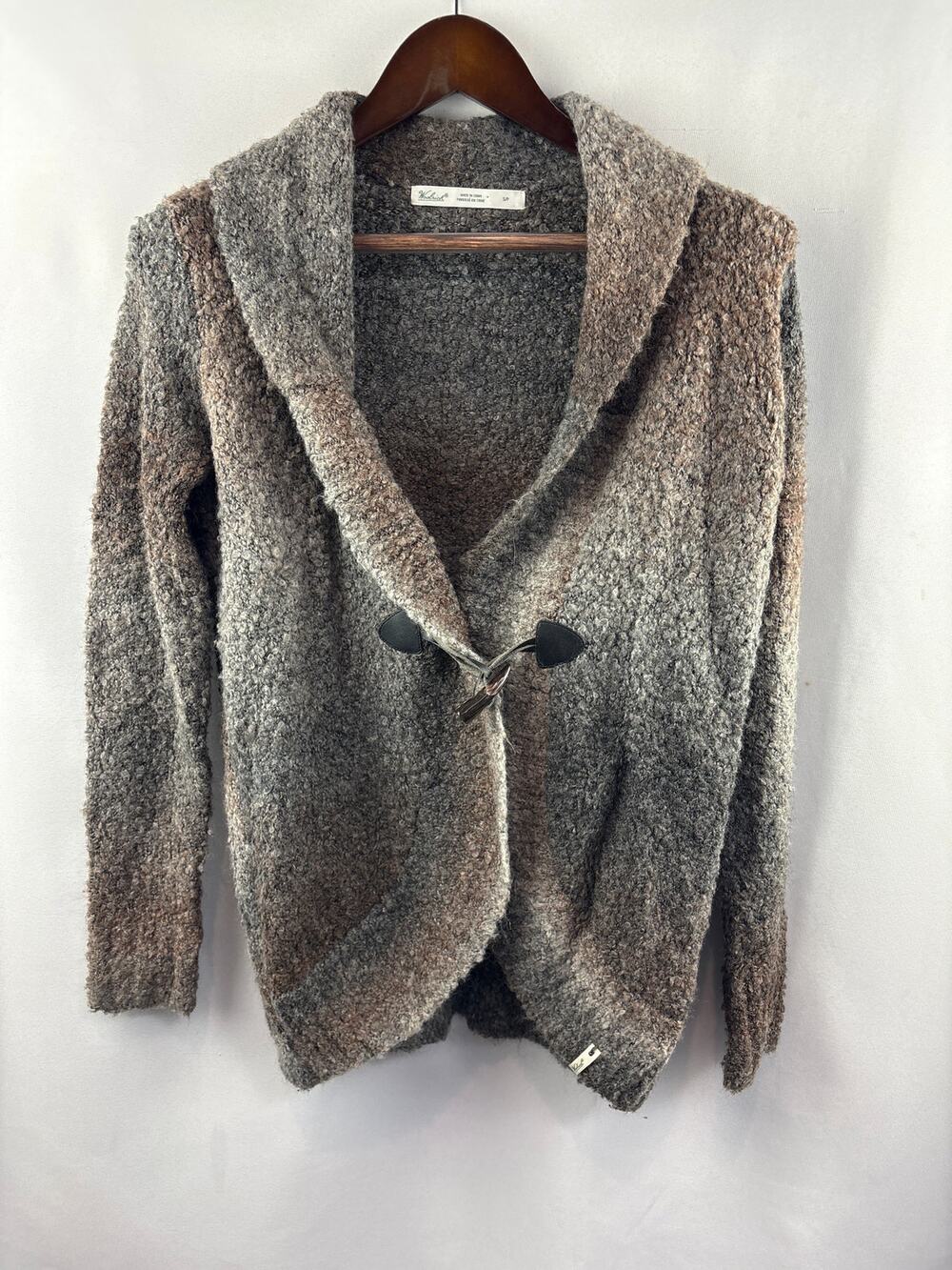 Women’s Woolrich Small Gray & Brown Knit Cardigan